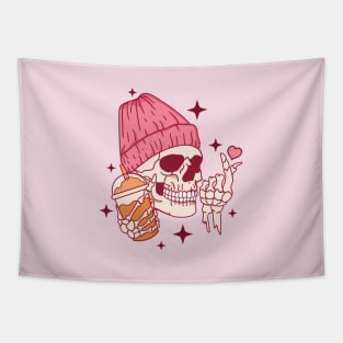 Cold Like My Soul Pink Skeleton Tapestry