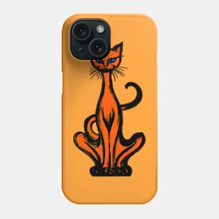 Retro 1970's Funky Groovy Orange  Jazz Cat Cartoon Phone Case