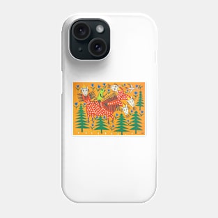 Maria Primachenko - monkey riding a four headed beast 1982 Phone Case