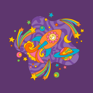 Groovy Cosmic Adventure_Bg Purple T-Shirt