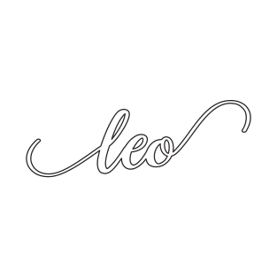 Leo Zodiac Script Sticker T-Shirt