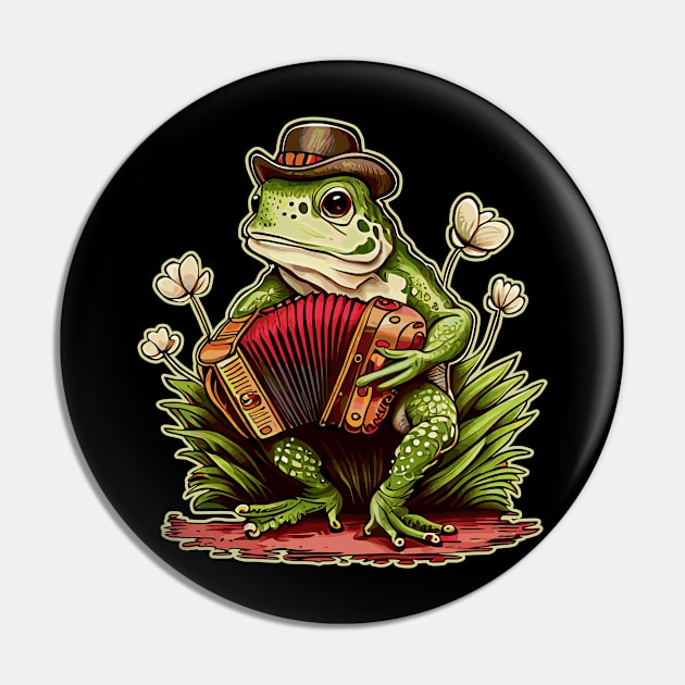 Irish Cottagecore Frog Playing Accordion Pin by Apocatnipse Meow