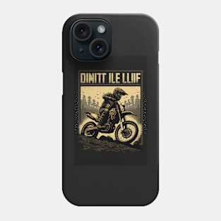 Dirt bike - black silhouette, yellow background Phone Case