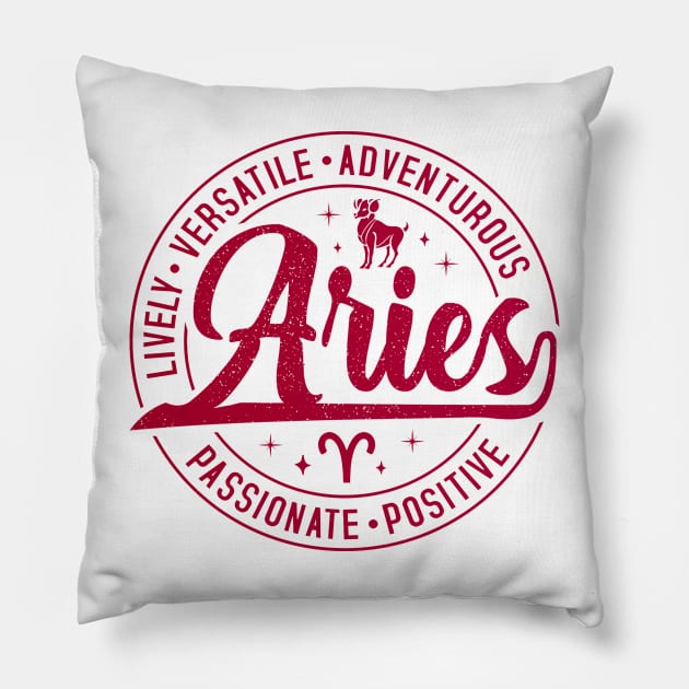 Zodiac round sign designs.Aries Pillow by piksimp