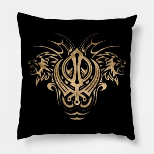 Golden Sikh Khanda symbol Pillow