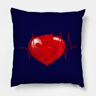 Teddy Bear Heartbeat II Pillow