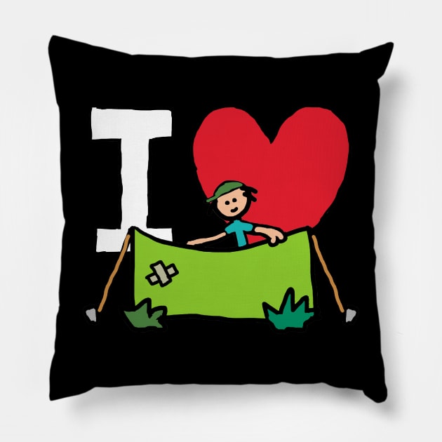 I Love Camping Pillow by Mark Ewbie