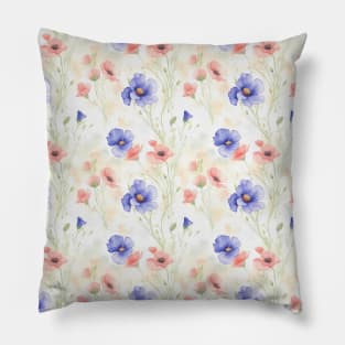 Poppy Flowers - Amazing Watercolor Floral Pattern Pillow