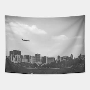 Retro San Diego City Photo Black and White V4 Tapestry