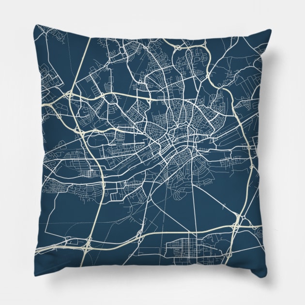 Frankfurt Blueprint Street Map, Frankfurt Colour Map Prints Pillow by tienstencil