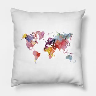 Watercolor world map, Africa centred Pillow