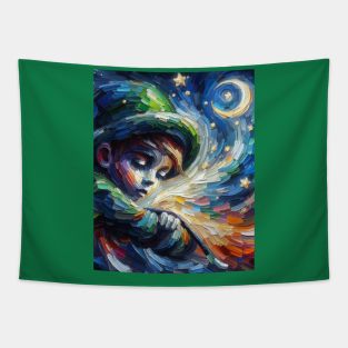 Fairy Boy in Starry Night Tapestry