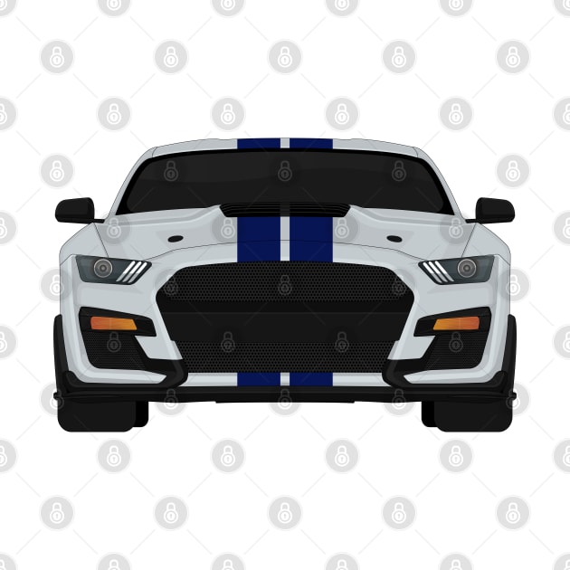 Shelby GT500 2020 Iconic-Silver + Kona-Blue Stripes by VENZ0LIC