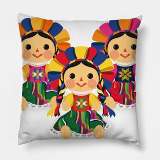 Mexican María Dolls. Mexican Otomi Dolls. Traditional Mexican Rag Dolls Pillow