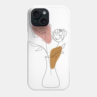 Botanical One Line Art Rose Flowers Phone Case