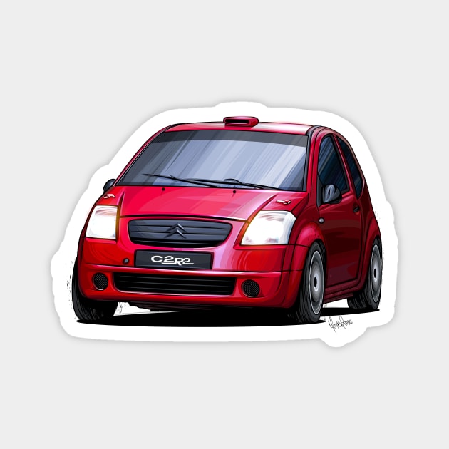 Citroen C2 R2 Max - Illustration Magnet by Mario Ramos Rally Art