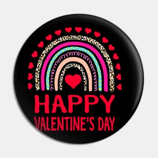 Happy Valentines Day Leopard Rainbow for Girls Kids Womens Pin