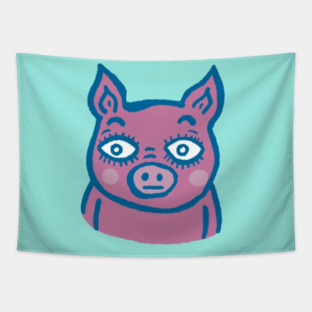 Laugh Out Loud with This Funny Pig Design! Tapestry by Douwannart