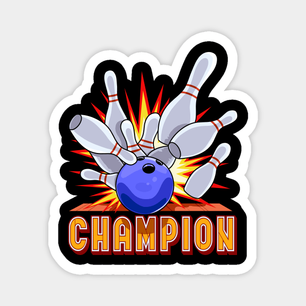 Bowling Ball Champion Bowler Magnet by Noseking