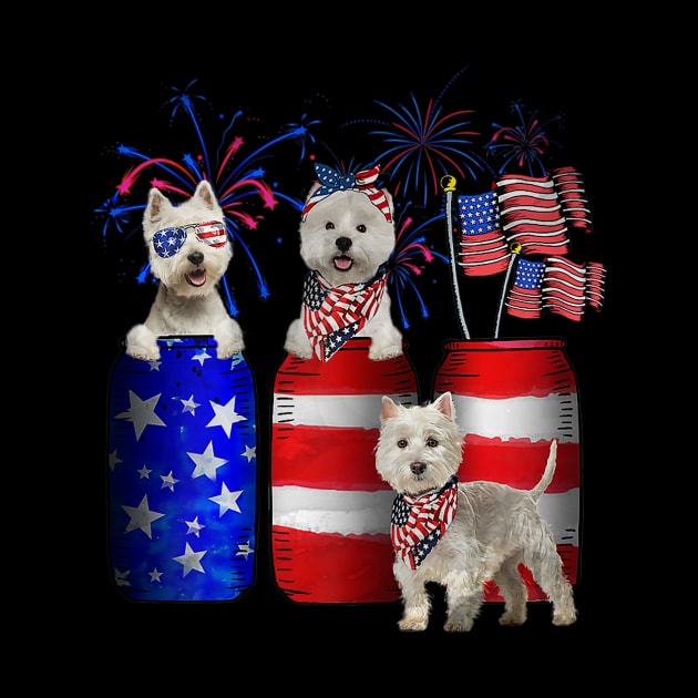 4th Of July American Firework Flag Westies Dog by Jannysingle