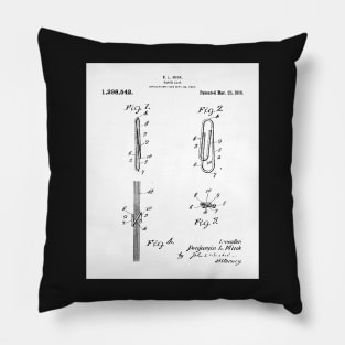 Paper Clip Patent - Teacher Office Secretary Art - White Pillow