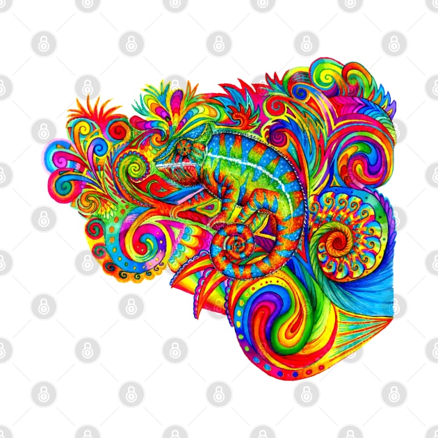 Psychedelic Chameleon by rebeccawangart