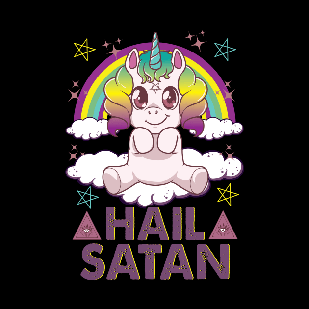 Hail Satan Unicorn Cute Rainbow Heavy Metal Pun by theperfectpresents