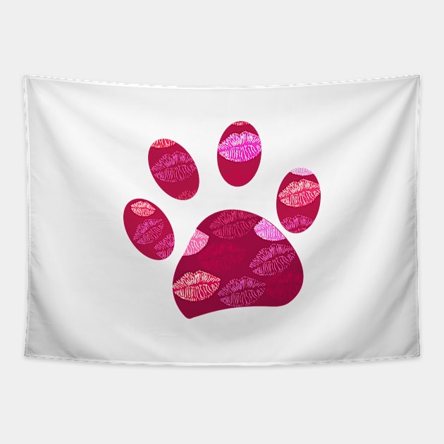 Paw print with lips. Valentine's day Tapestry by GULSENGUNEL