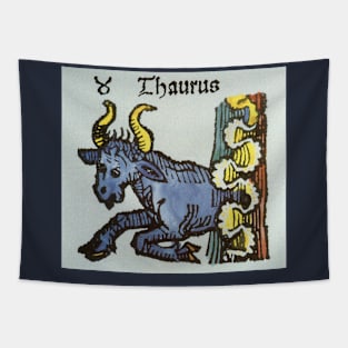 Vintage Signs of the Zodiac, Taurus the Bull Tapestry