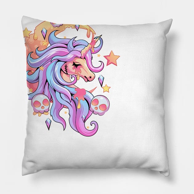 Pastel Goth Unicorn Pillow by DionArts