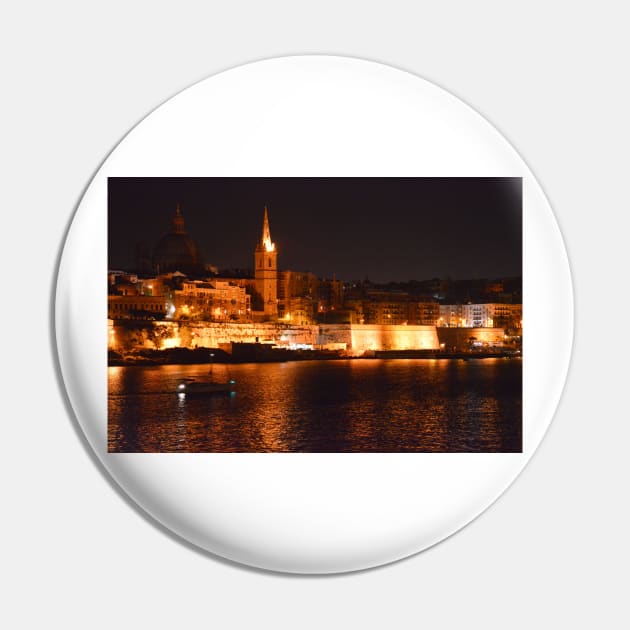 Valetta Cityscape at Night. Malta Pin by IgorPozdnyakov