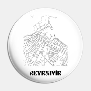 Retro Map of Reykjavík, Iceland Minimalist Line Drawing Pin