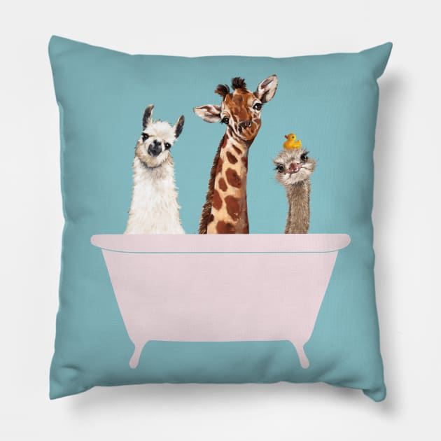 Playful Gangs in Bathtub Blue Pillow by bignosework