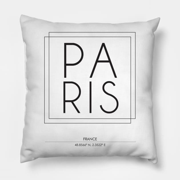 Paris city typography Pillow by StudioGrafiikka