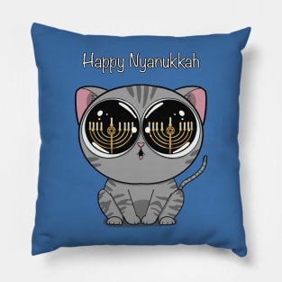 Happy Nyanukkah (white) Pillow