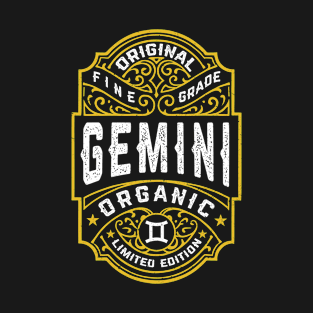 Gemini Zodiac Sign Vintage Whiskey Label Funny Horoscope T-Shirt