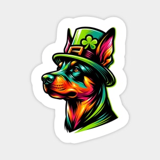 German Pinscher Celebrates Saint Patrick's Day Fun Magnet