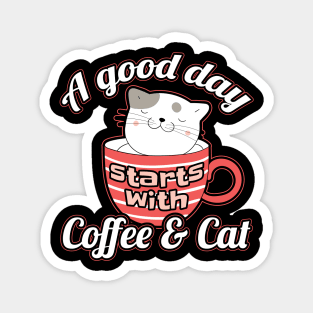 Cat and Coffee Kitty Mom Cat Lady Magnet