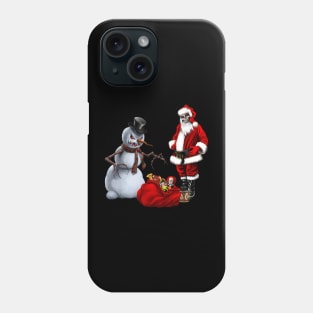 Dark christmas time with creepy Santa Claus and snowman Phone Case