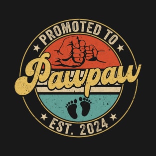 Promoted To Pawpaw 2024 Pregnancy New First Pawpaw Retro T-Shirt
