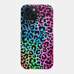 Cute Pink Rainbow Tie Dye Boho Leopard Print Phone Case