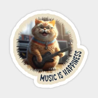 Music is Happines smile cat Magnet