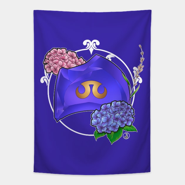 Scholar from FF14 Job Crystal with Flowers T-Shirt Tapestry by SamInJapan