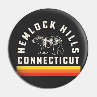 Hemlock Hills Connecticut Souvenir Bear Retro Vintage Stripes Pin