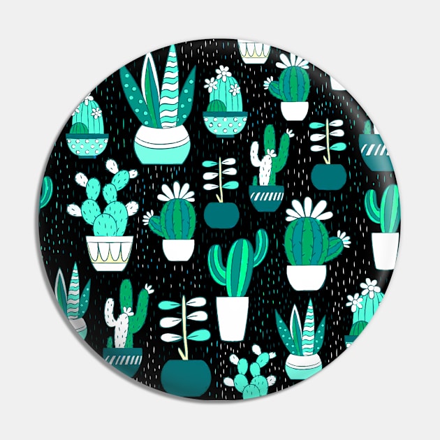 Cool Cactus Aqua Green Pin by bragova