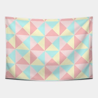 Pink Teal Blue Rose Yellow Pastels geometric triangles Pattern Tapestry