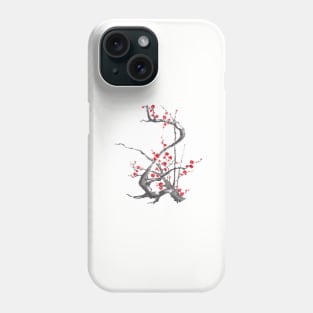 Chinese plum tree blossom sumi-e painting Phone Case