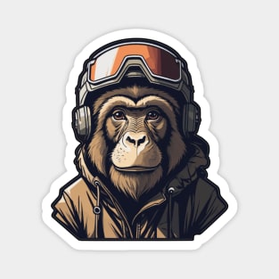 Monkey Wear Winter Sport. Magnet