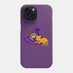 Orange Cat on a Witch Hat (purple) Phone Case