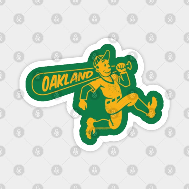 deadmansupplyco Vintage Running Baseball Player - Oakland Athletics (Yellow Oakland Wordmark) T-Shirt